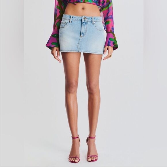 NWT Retrofete Darlinda Mini Micro Denim Jean Skirt Women's Size SMALL - Picture 2 of 12